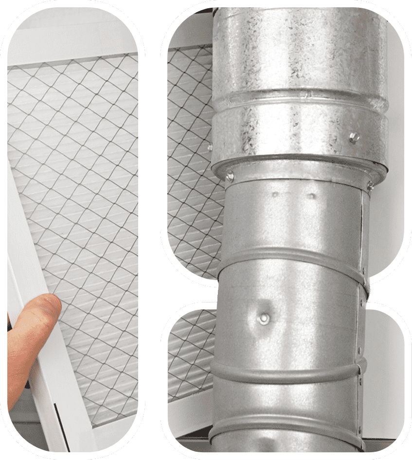 Air conditioning unit filter and duct
