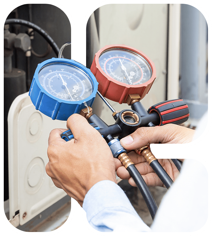 ac and furnace engineer checking unit